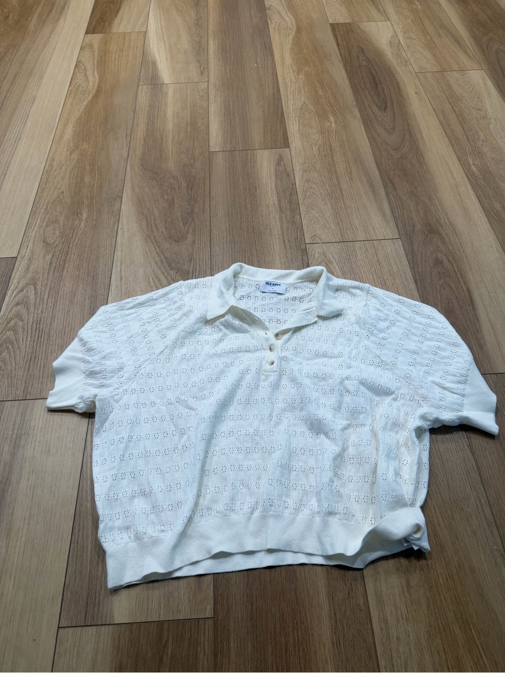 Old Navy White Knit Short Sleeve Polo Top